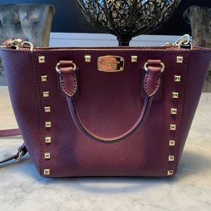 Michael kors Sandrine stud small crossbody purse plum saffiano leather
